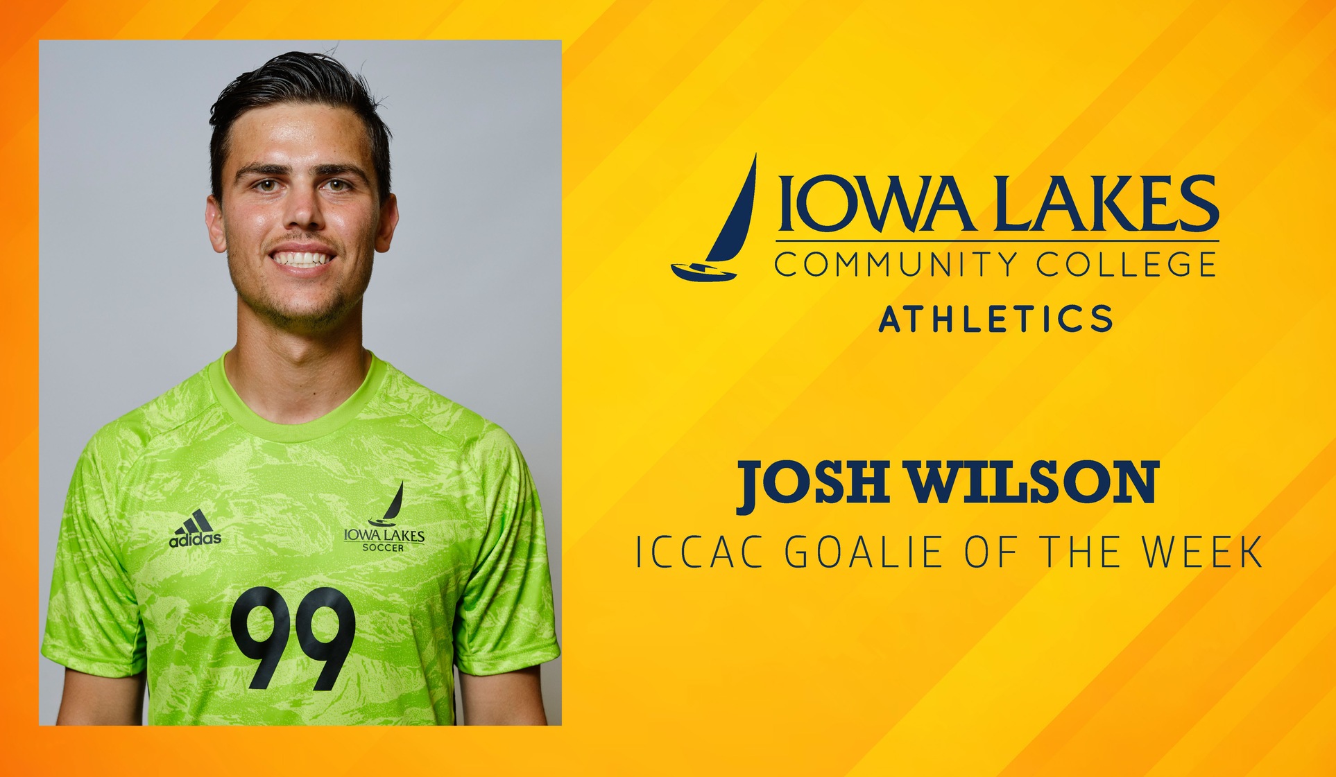 JOSH WILSON NAMED ICCAC GOALIE OF THE WEEK FOR THIRD TIME THIS YEAR